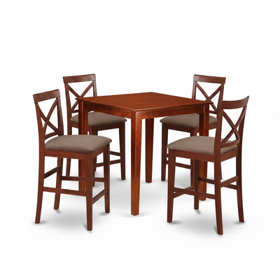 3-Piece Brown Finish Solid Wood Top Counter Height Dining Table Set