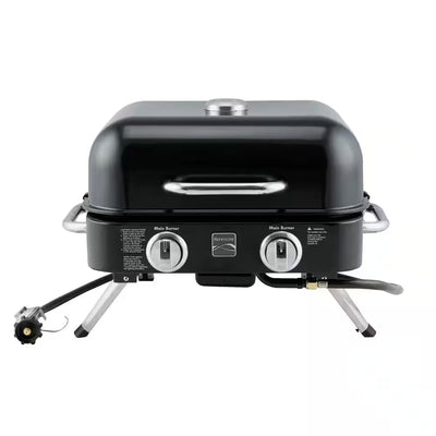 2-Burner Retro Portable Propane Gas Grill in Black