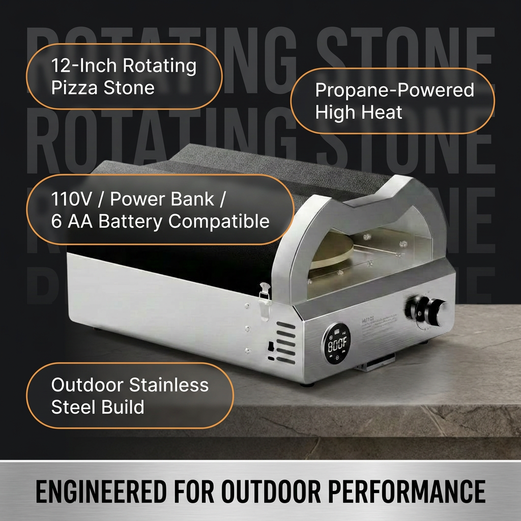 12 In. Propane Pizza Oven, Outdoor Pizza Oven in Black with Rotating Pizza Stone, Glove and Pizza Cutter — Results & Stats