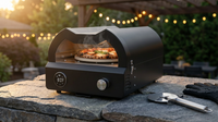 12 In. Propane Pizza Oven, Outdoor Pizza Oven in Black with Rotating Pizza Stone, Glove and Pizza Cutter — Lifestyle