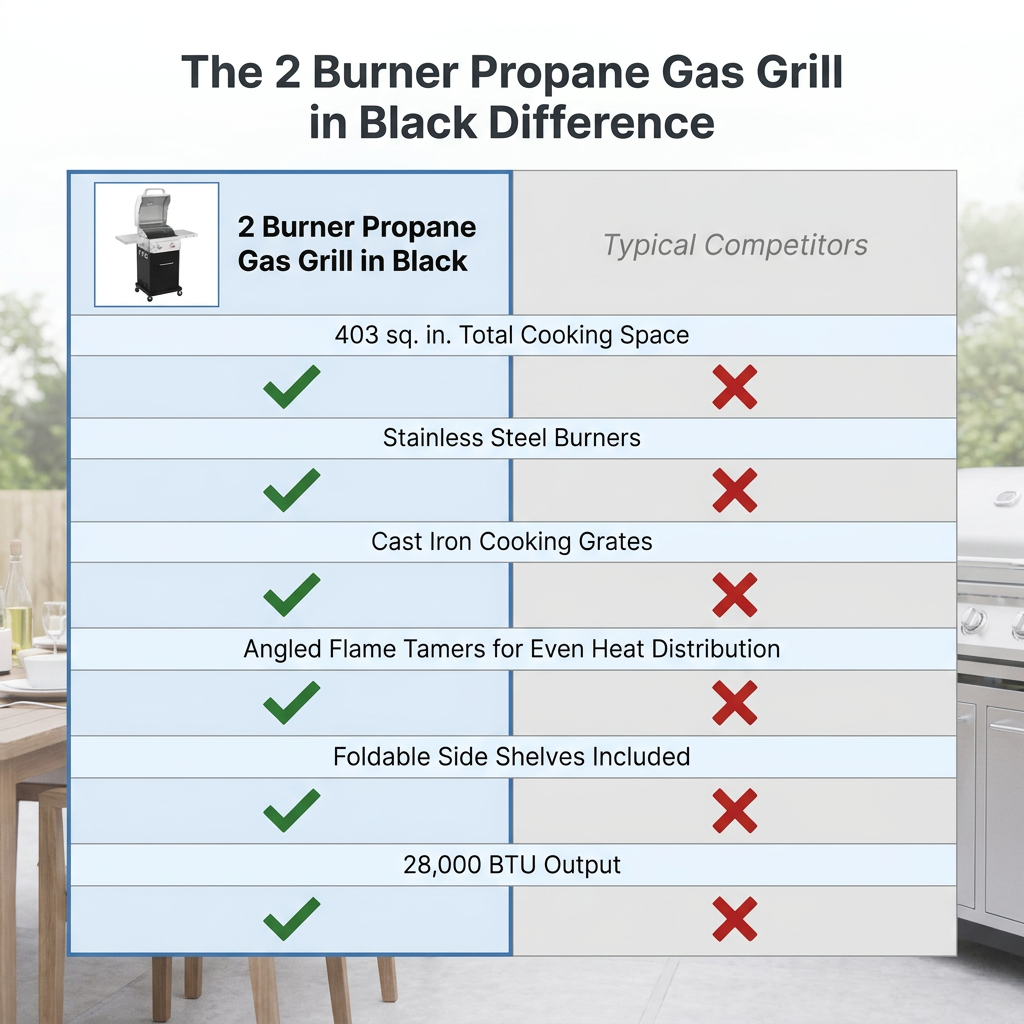 2 Burner Propane Gas Grill in Black — Comparison