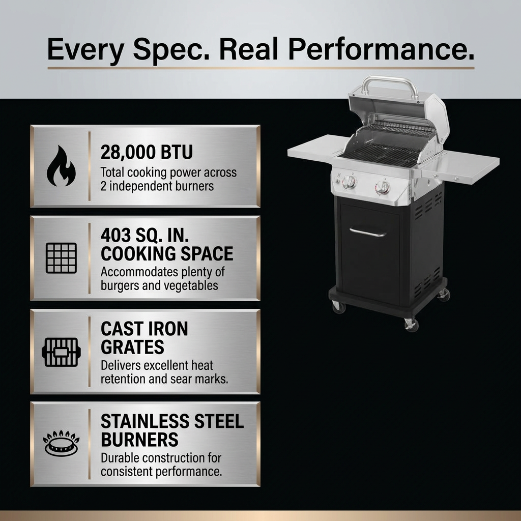 2 Burner Propane Gas Grill in Black — Results & Stats