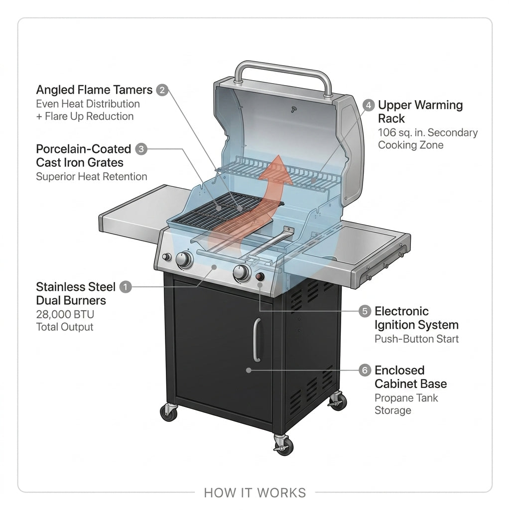 2 Burner Propane Gas Grill in Black — How It Works