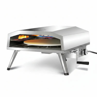 16 In. Propane Pizza Oven, Outdoor Pizza Oven in Stainless Steel, W/Rotating Pizza Stone