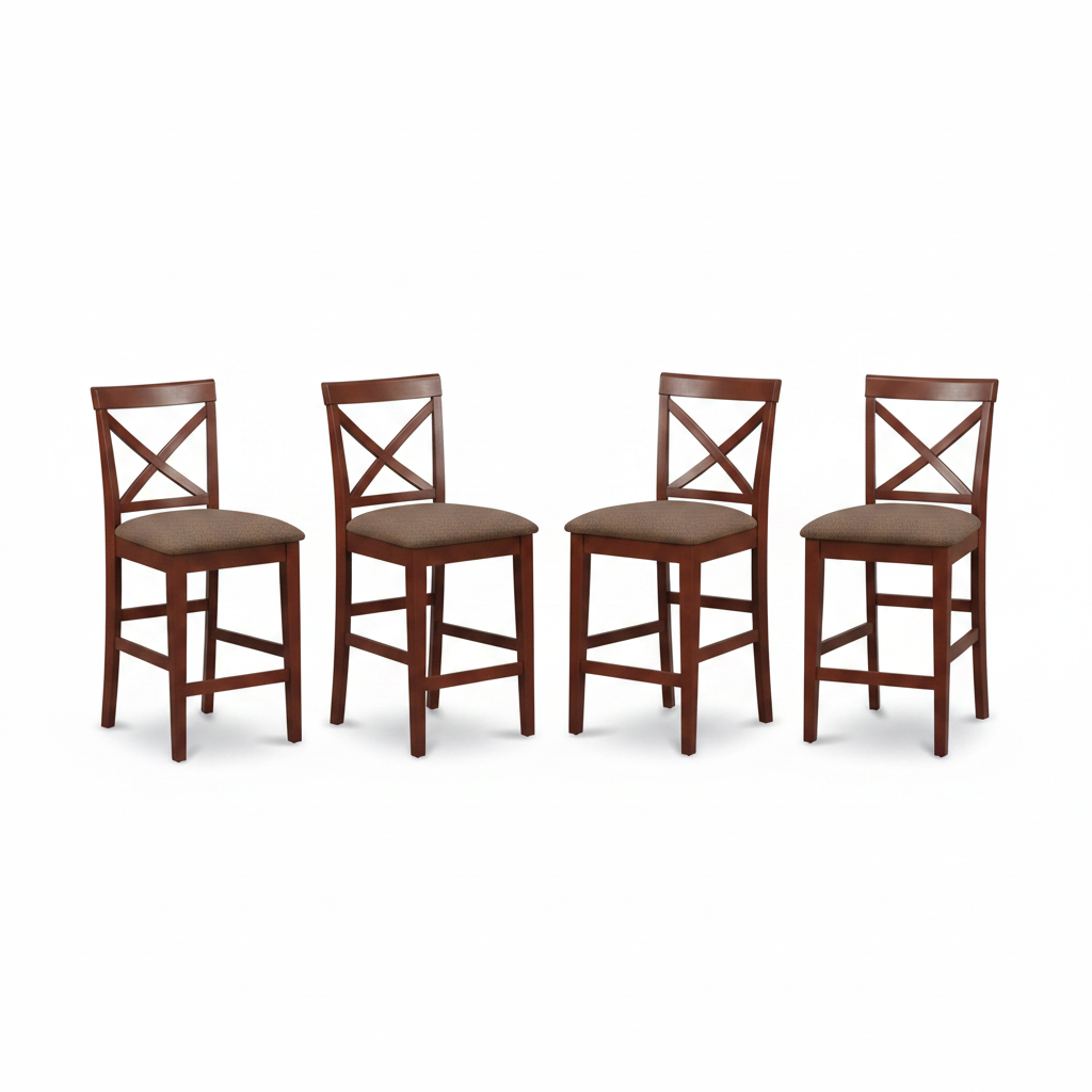 3-Piece Brown Finish Solid Wood Top Counter Height Dining Table Set