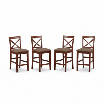3-Piece Brown Finish Solid Wood Top Counter Height Dining Table Set