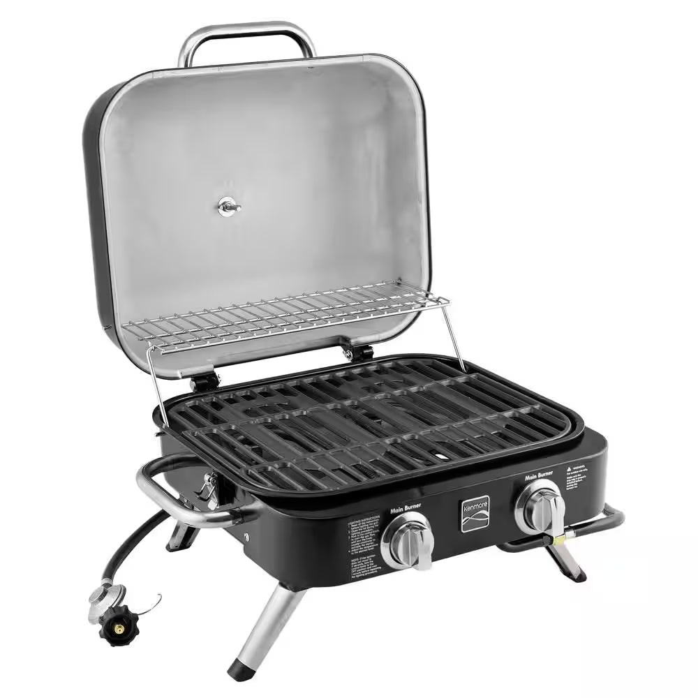 2-Burner Retro Portable Propane Gas Grill in Black