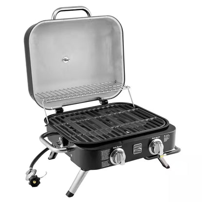 2-Burner Retro Portable Propane Gas Grill in Black