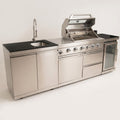 Outdoor Kitchen Grill Designed for Complete Backyard Cooking, 4-Burner 72000 BTU, Stainless Steel, Built-In Refrigerator