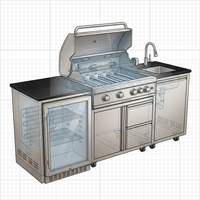 BBQ Island Outdoor Kitchen Kits, 4-Burner 72000 BTU Stainless Steel Modular 98 Inch Natural Gas Outdoor Kitchen Bar Barbecue Island Grill with Refrigerator and Sink for Patio Backyard — How It Works