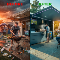 Customized Multi Functional Outdoor Kitchen BBQ Pod with Shelter Moisture Resistant Stainless Steel Outdoor Kitchen Patio Shed — Before & After