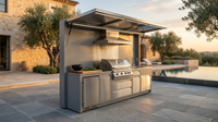 Customized Multi Functional Outdoor Kitchen BBQ Pod with Shelter Moisture Resistant Stainless Steel Outdoor Kitchen Patio Shed — Lifestyle