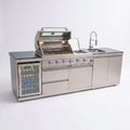 Outdoor Kitchen Island Built for Patio Cooking, 104 Inch Gas Grill, Stainless Steel Sink, Compact Refrigerator