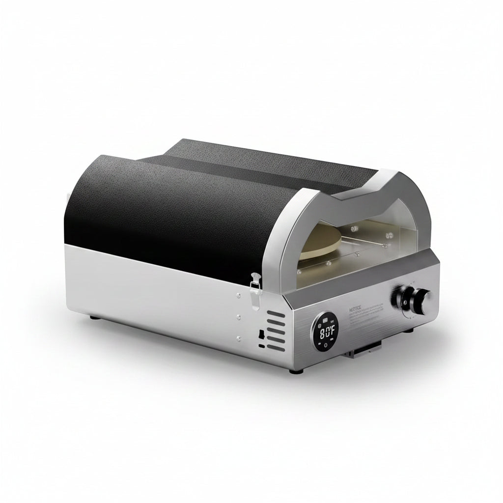 12 In. Propane Pizza Oven, Outdoor Pizza Oven in Black with Rotating Pizza Stone, Glove and Pizza Cutter