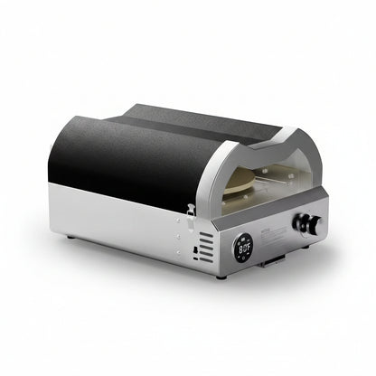 12 In. Propane Pizza Oven, Outdoor Pizza Oven in Black with Rotating Pizza Stone, Glove and Pizza Cutter
