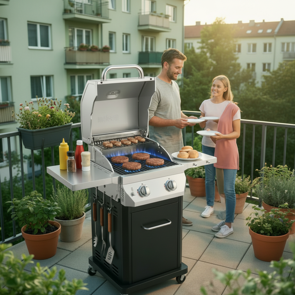 Propane Gas Grill Built for Compact Outdoor Cooking, 2 Burner 28,000 BTU, 403 Sq In, Stainless Steel