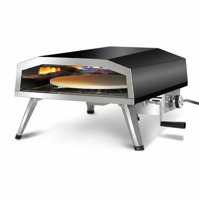 16 In. Propane Pizza Oven, Outdoor Pizza Oven in Black, with Rotating Pizza Stone