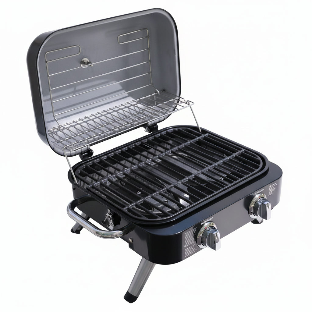 2-Burner Retro Portable Propane Gas Grill in Black
