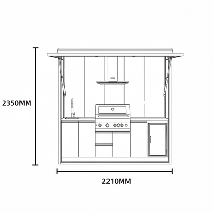 Customized Multi Functional Outdoor Kitchen BBQ Pod with Shelter Moisture Resistant Stainless Steel Outdoor Kitchen Patio Shed