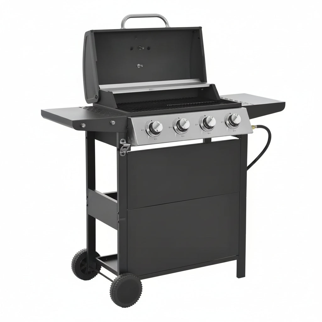 4-Burner Portable Tabletop Propane Gas Grill in Black
