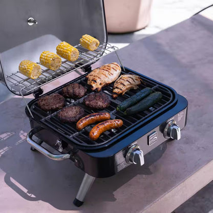 2-Burner Retro Portable Propane Gas Grill in Black