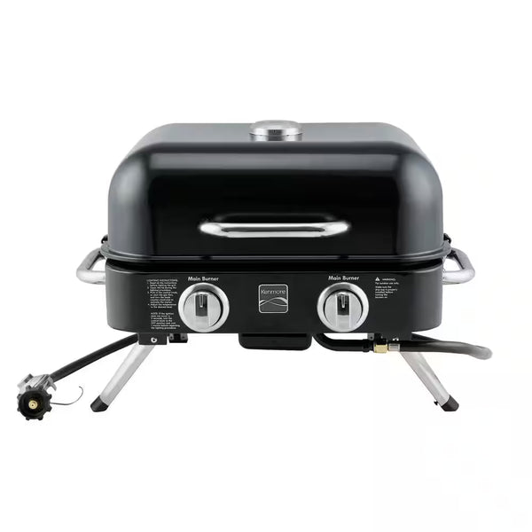 2-Burner Retro Portable Propane Gas Grill in Black