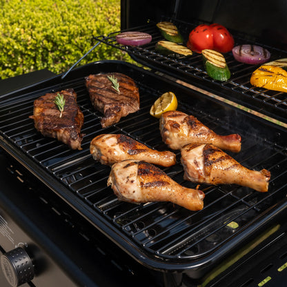 3-Burner Propane Gas Grill with Wheels and Side Shelves, Black