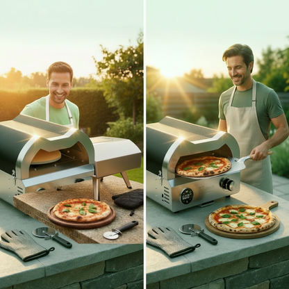 Propane Pizza Oven Built for Perfect Outdoor Cooking, 12 Inch Rotating Stone, Temperature Gauge, Adjustable Control