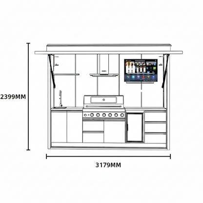 Customized Multi Functional Outdoor Kitchen BBQ Pod with Shelter Moisture Resistant Stainless Steel Outdoor Kitchen Patio Shed